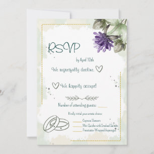 Clover Blossom Watercolour Florals RSVP Card