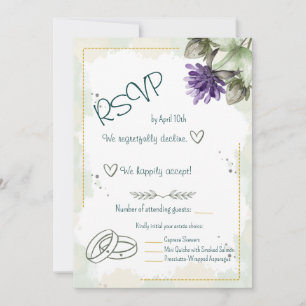 Clover Blossom Watercolour Florals RSVP Card