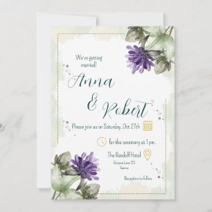 Clover Blossom Watercolour Florals Wedding Invitation