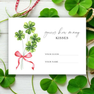 Clover Bow How many kisses bridal game Enclosure Card