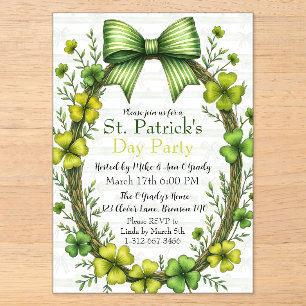 Clover & Bow St. Patrick’s Day Party Design Acrylic Invitations