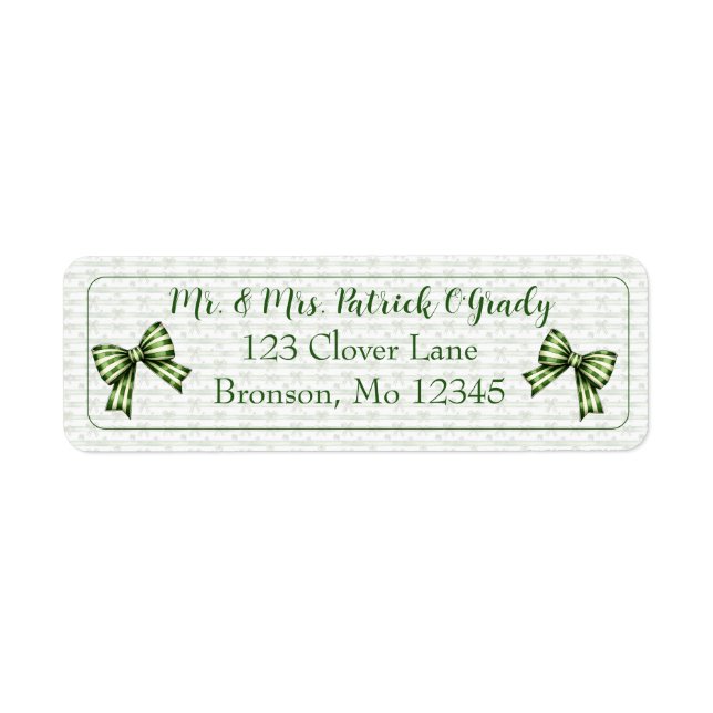 Clover & Bow St. Patrick’s Day  Return Address Label (Front)