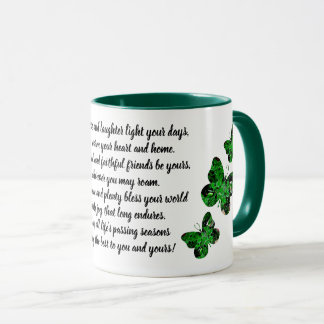 Clover Butterfly Irish Blessing Mug