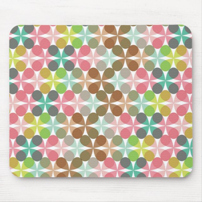 Clover Chic Retro Mod Pastels Pattern Vector Art Mouse Pad (Front)
