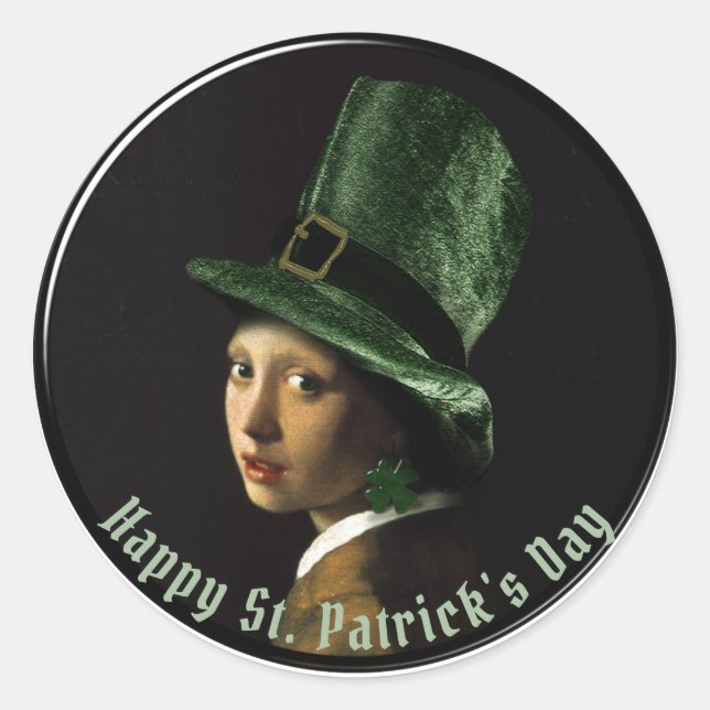 Clover Earring St. Patrick's Day Classic Round Sticker (Front)