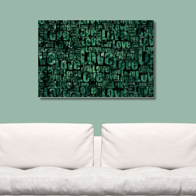 Clover Field Green Typography LOVE  Poster (Love Clover Poster, Green and Black Wall Art)