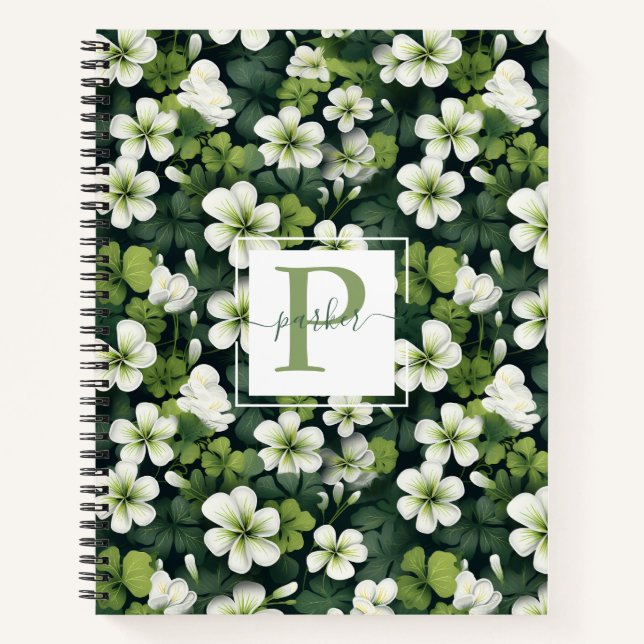 Clover Floral Monogrammed Notebook (Front)