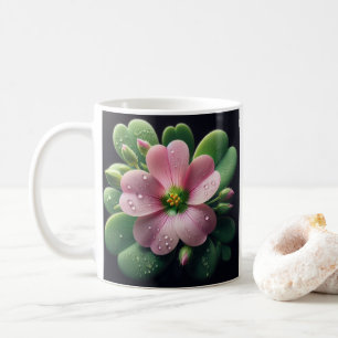 Clover Floral Pink and Green Oxalis Coffee Mug