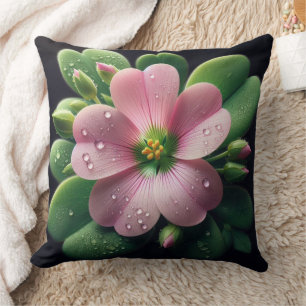 Clover Floral Pink and Green Oxalis Cushion