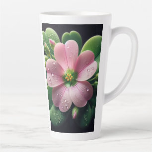 Clover Floral Pink and Green Oxalis Latte Mug