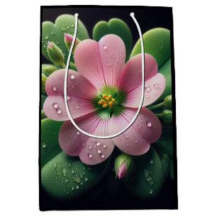 Clover Floral Pink and Green Oxalis Medium Gift Bag