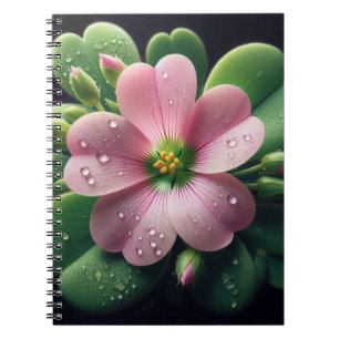 Clover Floral Pink and Green Oxalis Notebook