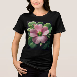 Clover Floral Pink and Green Oxalis Tri-Blend Shirt