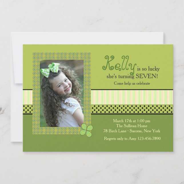 Clover Frame St. Patrick's Day Photo Invitation (Front)