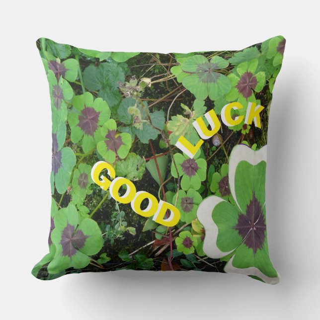Clover Good Luck Curved Throw Pillow (Front)