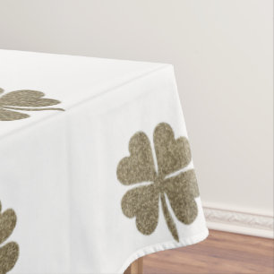 Clover Good Luck Symbol Gold Look Elegant Pattern Tablecloth