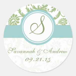 Clover Green and Aqua Wedding Sticker