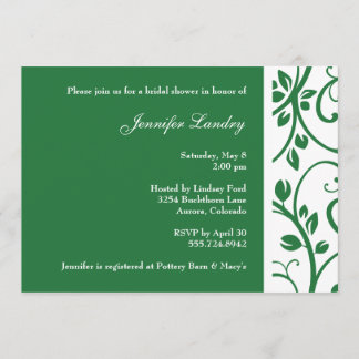 Clover Green Floral Vine Bridal Shower Invitation