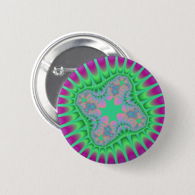 Clover Green Flower 6 Cm Round Badge (Front & Back)