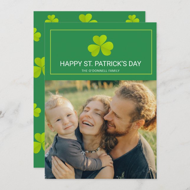 Clover Green St. Patrick's Day Photo Card (Front/Back)