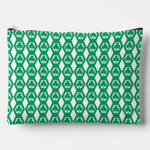 Clover Green White Hexagon Pattern Large Accessory Pouch