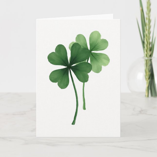 Clover Heart Pattern Good Luck Card (Front)