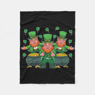 Clover Irish Leprechaun Pot Of Gold Shamrock St Pa Fleece Blanket