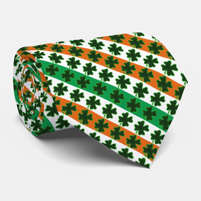 Clover Irish Stripes St. Patrick's Day Tie (Rolled)