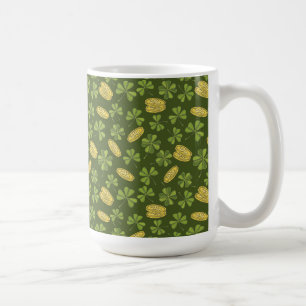 Clover Leaf & Gold Coin Pattern Coffee Mug
