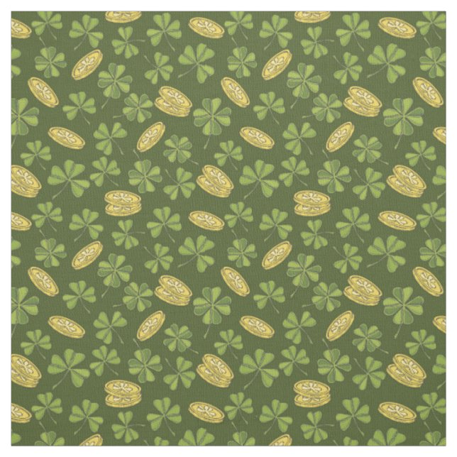 Clover Leaf & Gold Coin Pattern Fabric (Swatch)