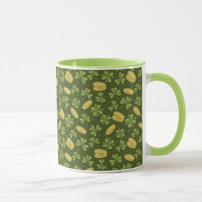 Clover Leaf & Gold Coin Pattern Mug (Right)