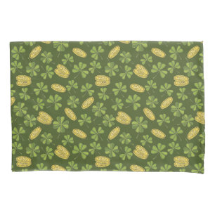 Clover Leaf & Gold Coin Pattern Pillowcase