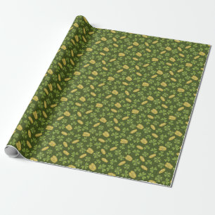 Clover Leaf & Gold Coin Pattern Wrapping Paper
