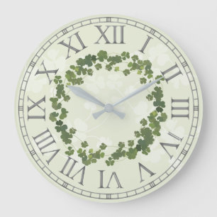 Clover Leaf, shamrock st patrick's day Large Clock