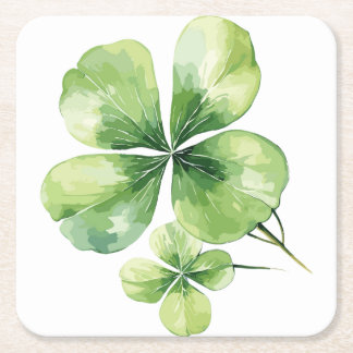 Clover leaf square paper coaster