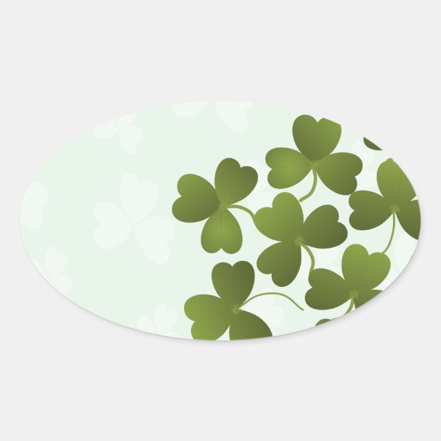 Clover Leaves Oval Sticker (Front)