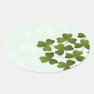 Clover Leaves Oval Sticker