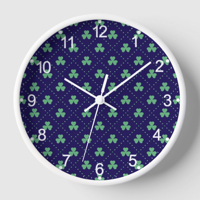 Clover Leaves Pattern St. Patrick's Day-23223 Clock (Front)