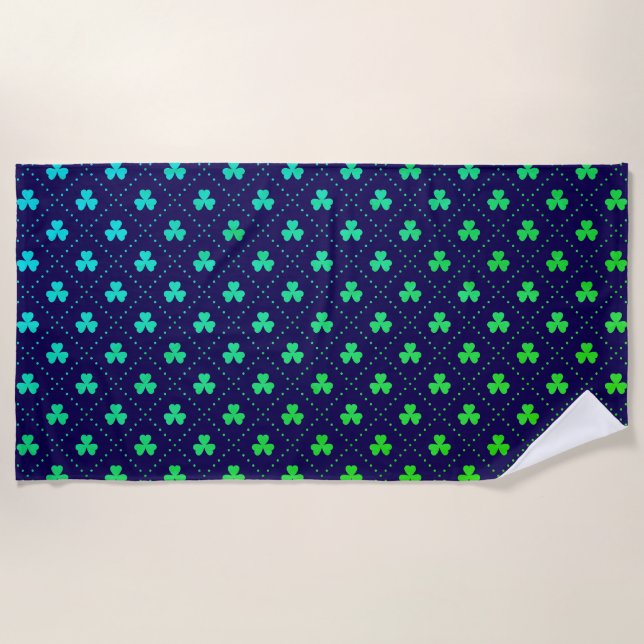 Clover Leaves St. Patrick's Day Pattern-53223 Beach Towel (Front)