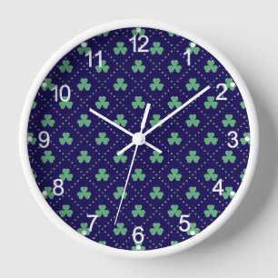 Clover Leaves St. Patrick's Day Pattern-53223 Clock