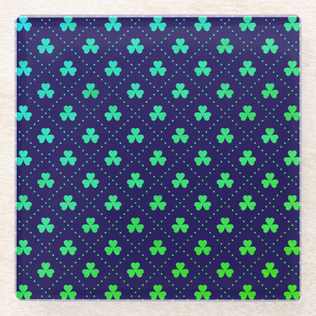 Clover Leaves St. Patrick's Day Pattern-53223 Glass Coaster (Front)