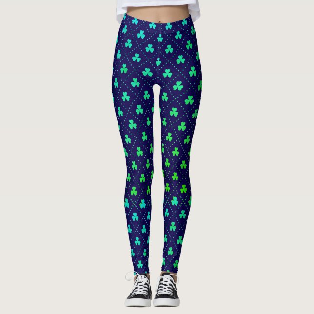 Clover Leaves St. Patrick's Day Pattern-53223 Leggings (Front)