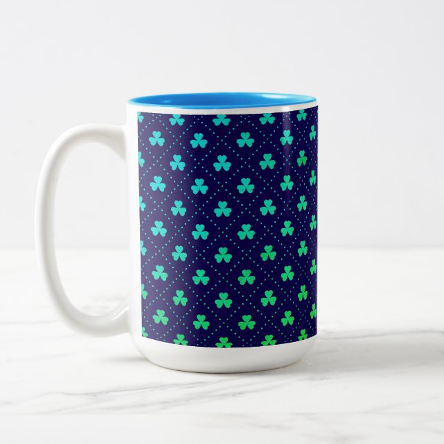Clover Leaves St. Patrick's Day Pattern-53223 Two-Tone Coffee Mug (Left)