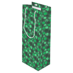 CLOVER LEAVES ST PATRICKS PATTERN WINE GIFT BAG