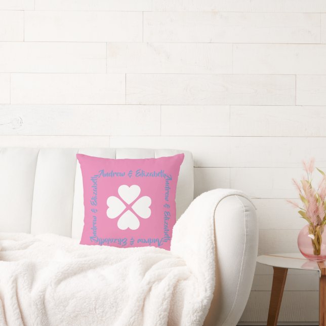 Clover Love Nest Pink Throw Pillow (Couch)