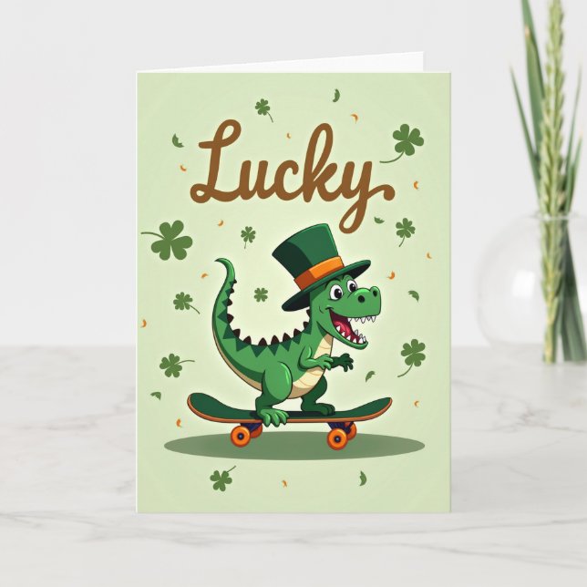 Clover Lucky Dino Fun Time Card (Front)