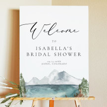 CLOVER Mountain Lake Pine Bridal Shower Welcome