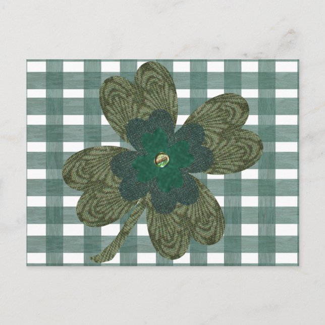 Clover on Gingham Postcard (Front)