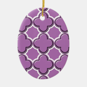 Clover Pattern 2 Radiant Orchid Ceramic Tree Decoration