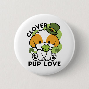 Clover Pup Love – St. Patrick's Day Dog Design 6 Cm Round Badge